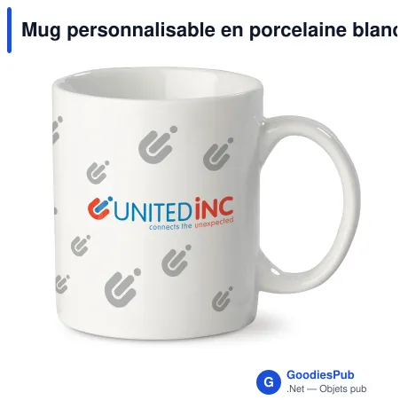 Mug personnalisable en porcelaine blanche 300 ml avec logo - Oslo
