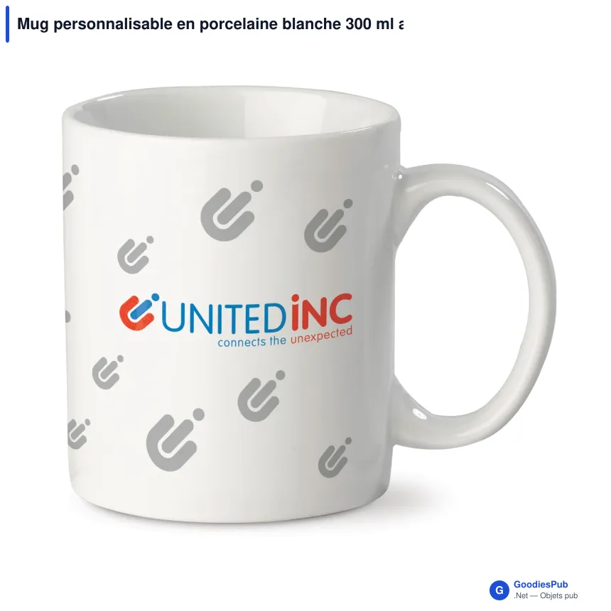 Mug personnalisable en porcelaine blanche 300 ml avec logo - Oslo - Image 1