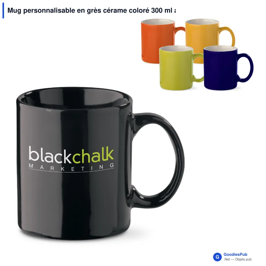 Mug personnalisable en grès cérame coloré 300 ml avec logo - Oslo Couleur - Image 1