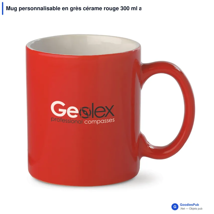 Mug personnalisable en grès cérame rouge 300 ml avec logo - Oslo - Image 1