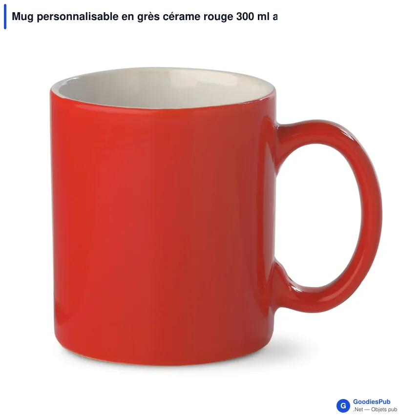 Mug personnalisable en grès cérame rouge 300 ml avec logo - Oslo - Image 2