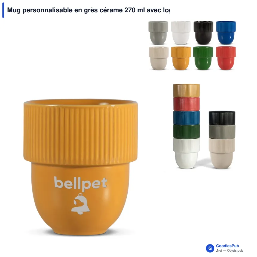 Mug personnalisable en grès cérame 270 ml avec logo - Sagaform Inka - Image 1