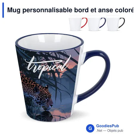Mug personnalisable bord et anse colorés 300 ml avec logo - Melbourne