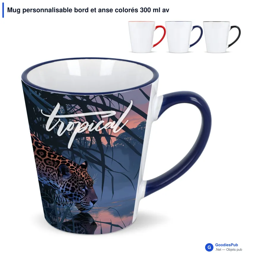 Mug personnalisable bord et anse colorés 300 ml avec logo - Melbourne - Image 1