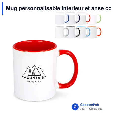 Mug personnalisable intérieur et anse colorés 300 ml avec logo - Oslo