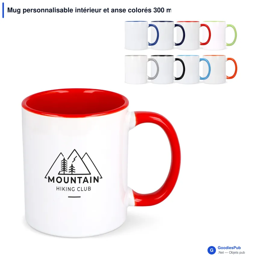 Mug personnalisable intérieur et anse colorés 300 ml avec logo - Oslo - Image 1