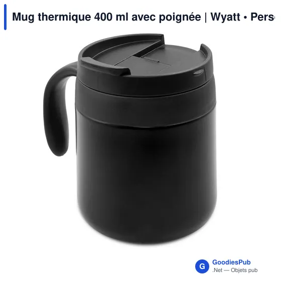Mug isotherme personnalisable 400 ml avec logo | Wyatt - Image 12