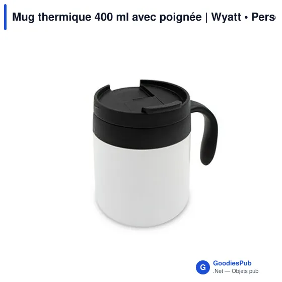 Mug isotherme personnalisable 400 ml avec logo | Wyatt - Image 3