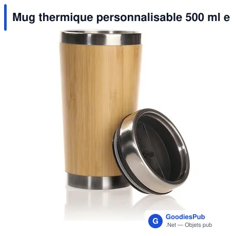 Mug thermique personnalisable 500 ml en bambou avec logo | Mark