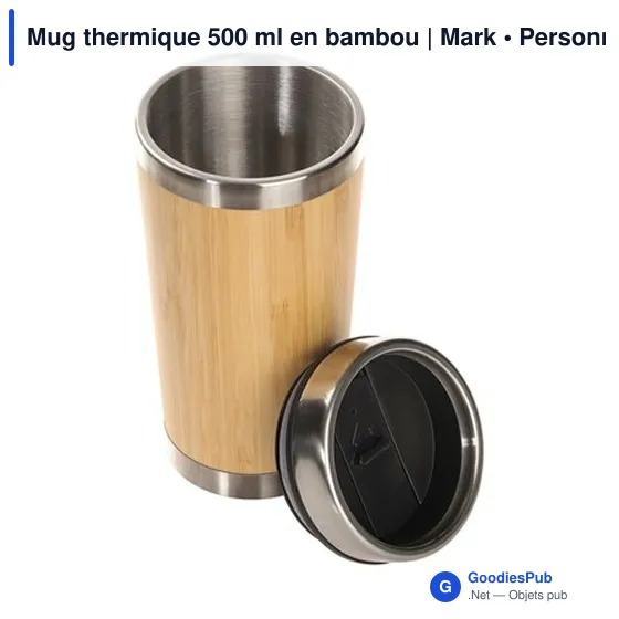 Mug thermique personnalisable 500 ml en bambou avec logo | Mark - Image 2