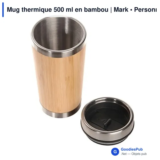Mug thermique personnalisable 500 ml en bambou avec logo | Mark - Image 3