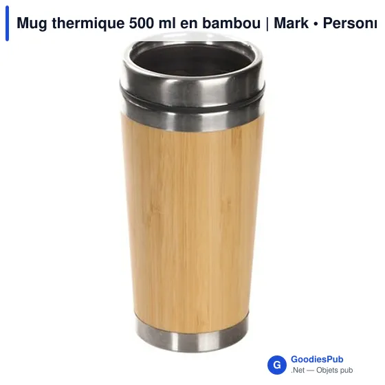 Mug thermique personnalisable 500 ml en bambou avec logo | Mark - Image 4