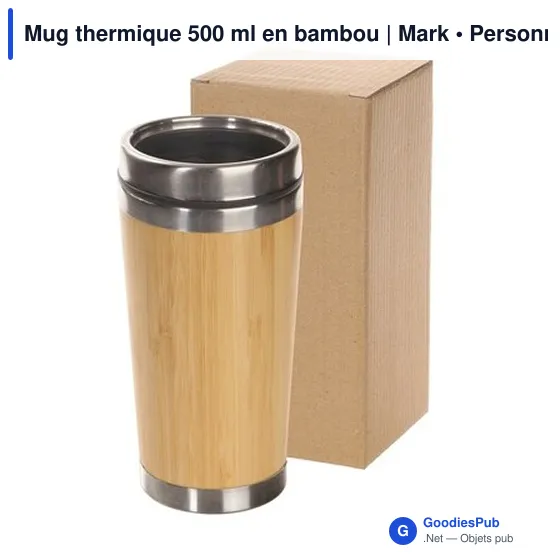Mug thermique personnalisable 500 ml en bambou avec logo | Mark - Image 7