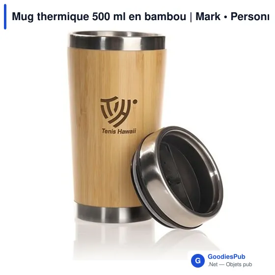 Mug thermique personnalisable 500 ml en bambou avec logo | Mark - Image 8