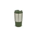 Variante Vert olive - Mug isotherme personnalisable inox et silicone 450 ml avec logo - Silva