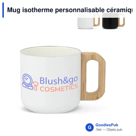 Mug isotherme personnalisable céramique et inox 330 ml avec logo - T-ceramic Thames
