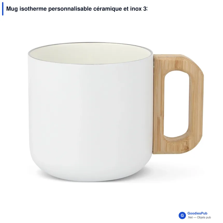 Mug isotherme personnalisable céramique et inox 330 ml avec logo - T-ceramic Thames - Image 2