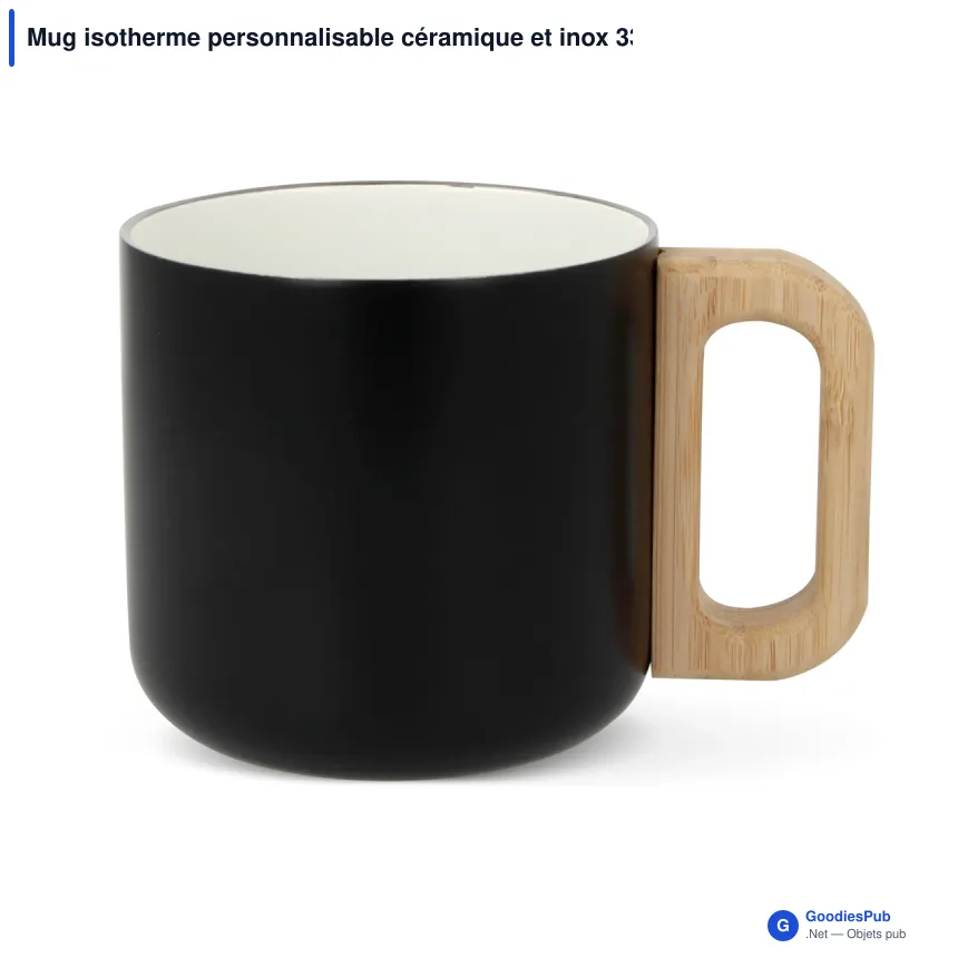 Mug isotherme personnalisable céramique et inox 330 ml avec logo - T-ceramic Thames - Image 3