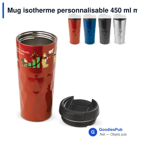 Mug isotherme personnalisable 450 ml motif diamant avec logo - Diamant