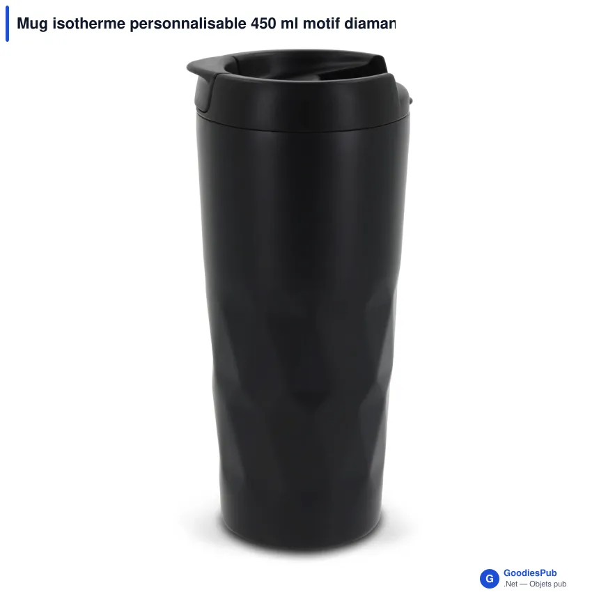 Mug isotherme personnalisable 450 ml motif diamant avec logo - Diamant - Image 2