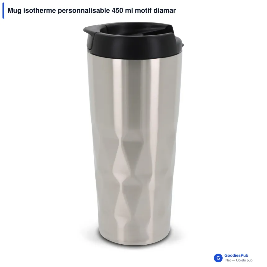Mug isotherme personnalisable 450 ml motif diamant avec logo - Diamant - Image 3