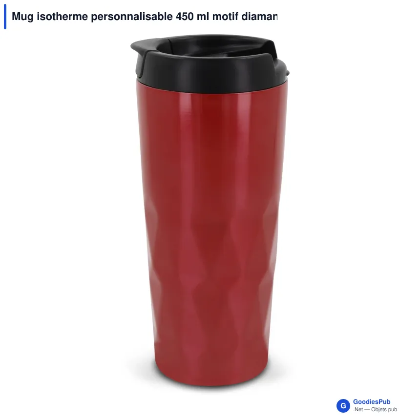 Mug isotherme personnalisable 450 ml motif diamant avec logo - Diamant - Image 4