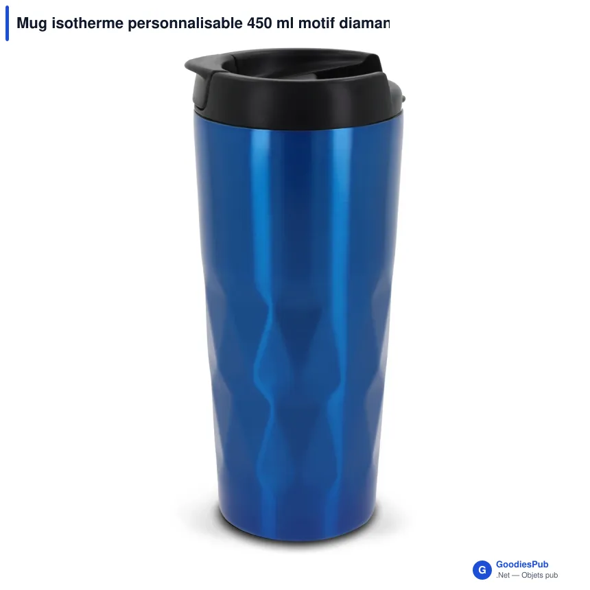Mug isotherme personnalisable 450 ml motif diamant avec logo - Diamant - Image 5