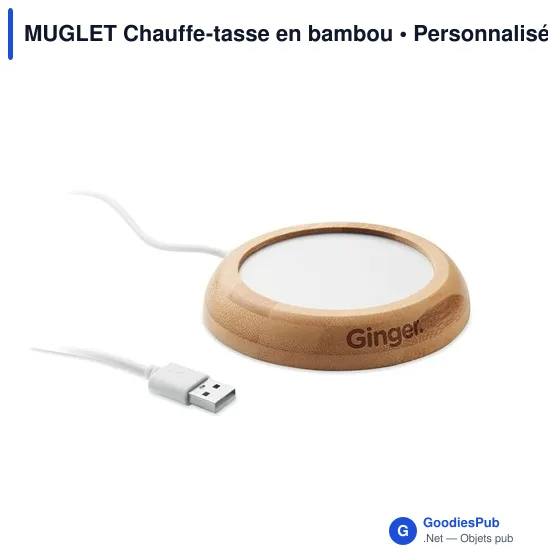 Chauffe-tasse personnalisable en bambou avec logo - MUGLET - Image 4