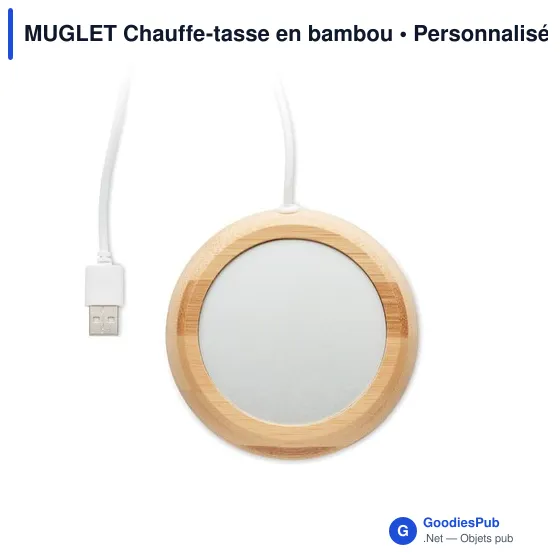 Chauffe-tasse personnalisable en bambou avec logo - MUGLET - Image 7