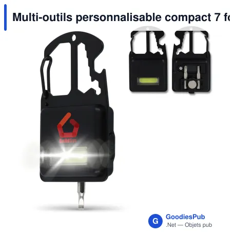 Multi-outils personnalisable compact 7 fonctions avec logo - R-ABS recyclé