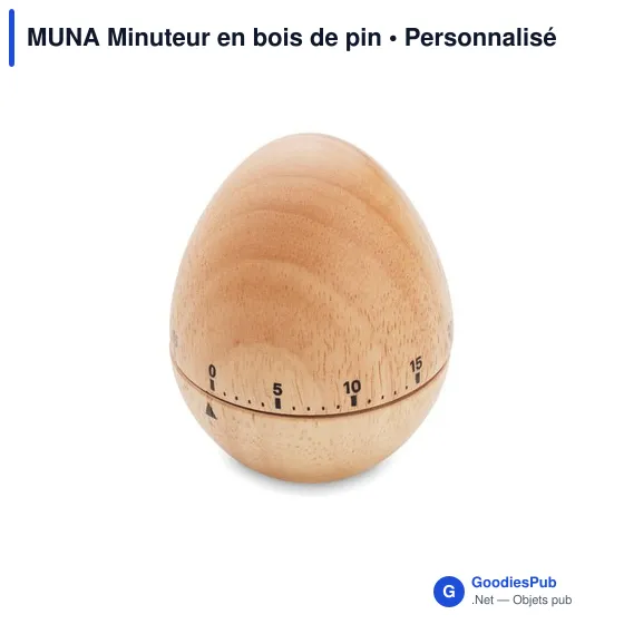 Minuteur en bois de pin personnalisable avec logo pour entreprise - Image 1
