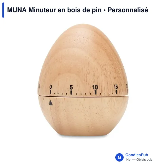 Minuteur en bois de pin personnalisable avec logo pour entreprise - Image 2