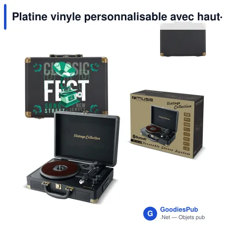 Platine vinyle personnalisable avec haut-parleurs Bluetooth, logo - Muse MT-103