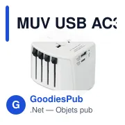Adaptateur de voyage personnalisable SKROSS® MUV USB AC30 30W avec logo - Miniature 1
