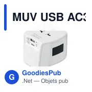 Adaptateur de voyage personnalisable SKROSS® MUV USB AC30 30W avec logo - Miniature 2