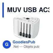 Adaptateur de voyage personnalisable SKROSS® MUV USB AC30 30W avec logo - Miniature 3