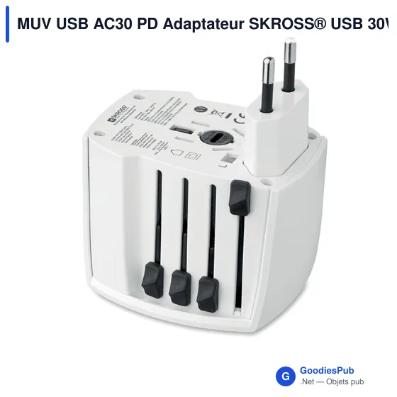 Adaptateur de voyage personnalisable SKROSS® MUV USB AC30 30W avec logo - Image 4
