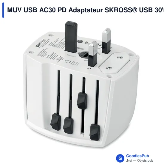 Adaptateur de voyage personnalisable SKROSS® MUV USB AC30 30W avec logo - Image 5