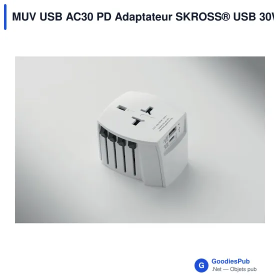 Adaptateur de voyage personnalisable SKROSS® MUV USB AC30 30W avec logo - Image 6