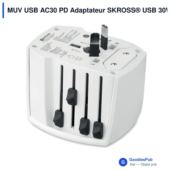 Adaptateur de voyage personnalisable SKROSS® MUV USB AC30 30W avec logo - Image 7