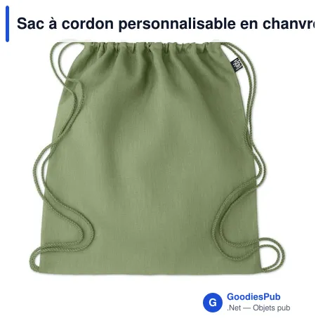 Sac à cordon personnalisable en chanvre avec logo