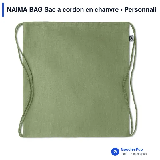 Sac à cordon personnalisable en chanvre avec logo - Image 2