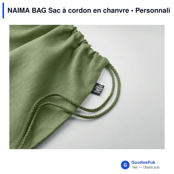 Sac à cordon personnalisable en chanvre avec logo - Image 3