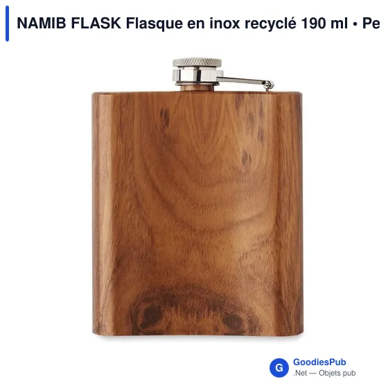 Flasque en inox recyclé personnalisable avec logo - 190 ml - Image 2