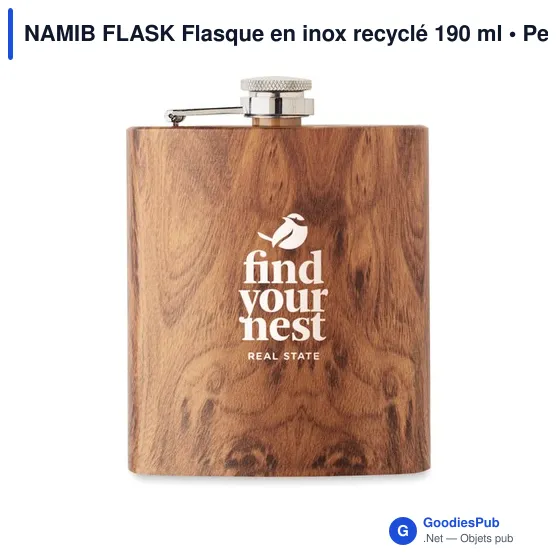 Flasque en inox recyclé personnalisable avec logo - 190 ml - Image 4