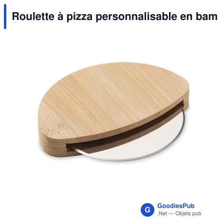 Roulette à pizza personnalisable en bambou avec logo