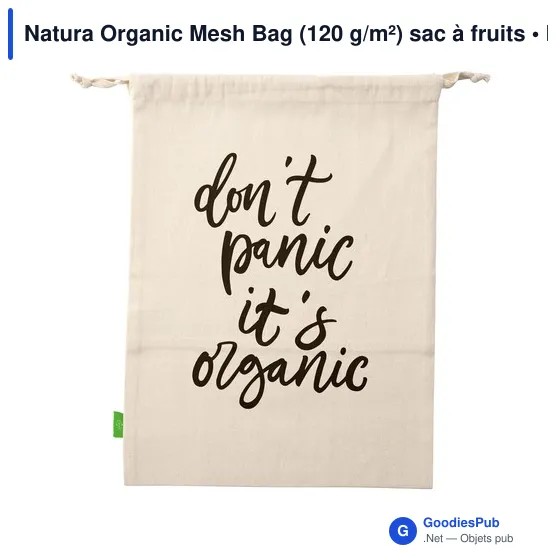 Sac à fruits personnalisable en coton organique - Natura Organic Mesh Bagavec logo - Image 1