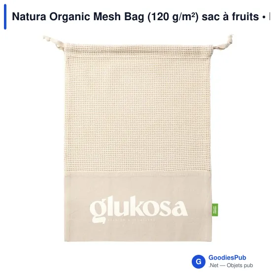 Sac à fruits personnalisable en coton organique - Natura Organic Mesh Bagavec logo - Image 2