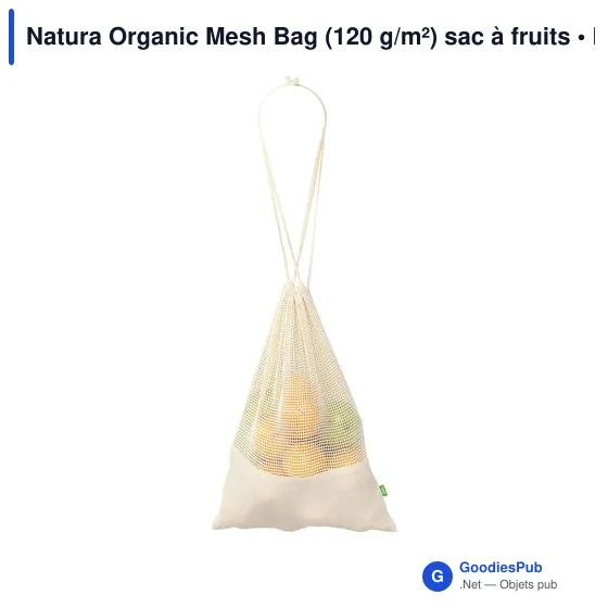 Sac à fruits personnalisable en coton organique - Natura Organic Mesh Bagavec logo - Image 3