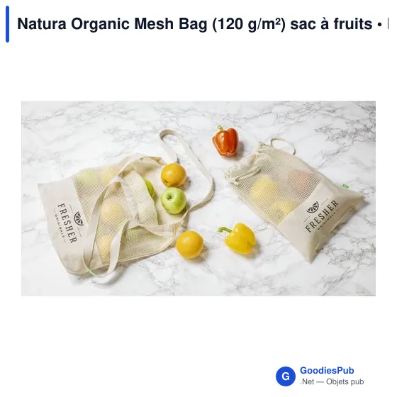 Sac à fruits personnalisable en coton organique - Natura Organic Mesh Bagavec logo - Image 7